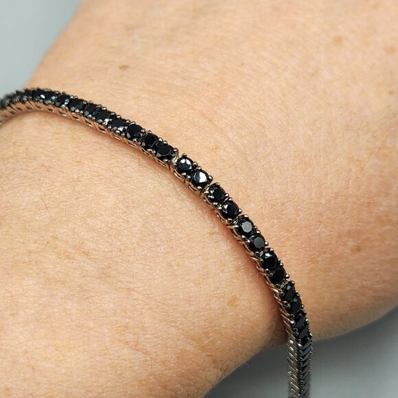 Black Tennis Bracelet with Evil Eye JS 925 - Picture 6 of 9